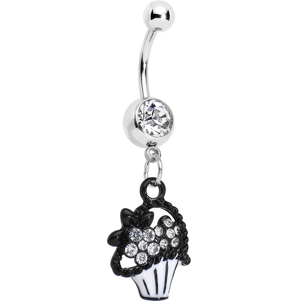 BodyCandy Clear Czech Stone Basket of Flowers Dangle Belly Ring — main product shot