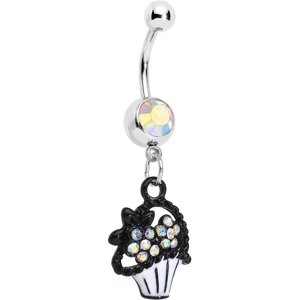BodyCandy Aurora Czech Stone Basket of Flowers Dangle Belly Ring — main product shot