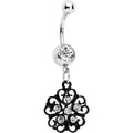 BodyCandy Clear Czech Stone Black Quinate Romance Dangle Belly Ring — main product shot