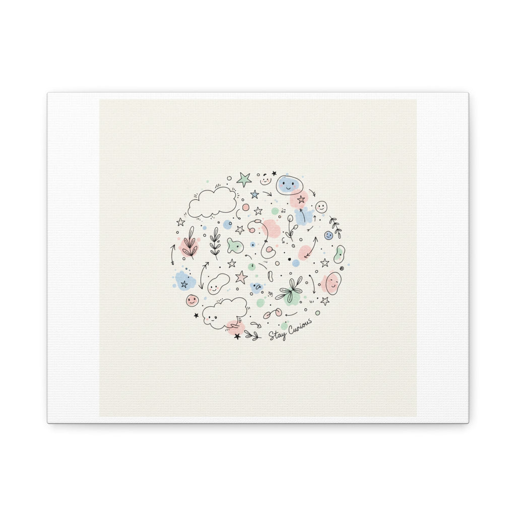 Doodle Circle Line Drawing Matte Canvas, Hand-Drawn Sketch Art