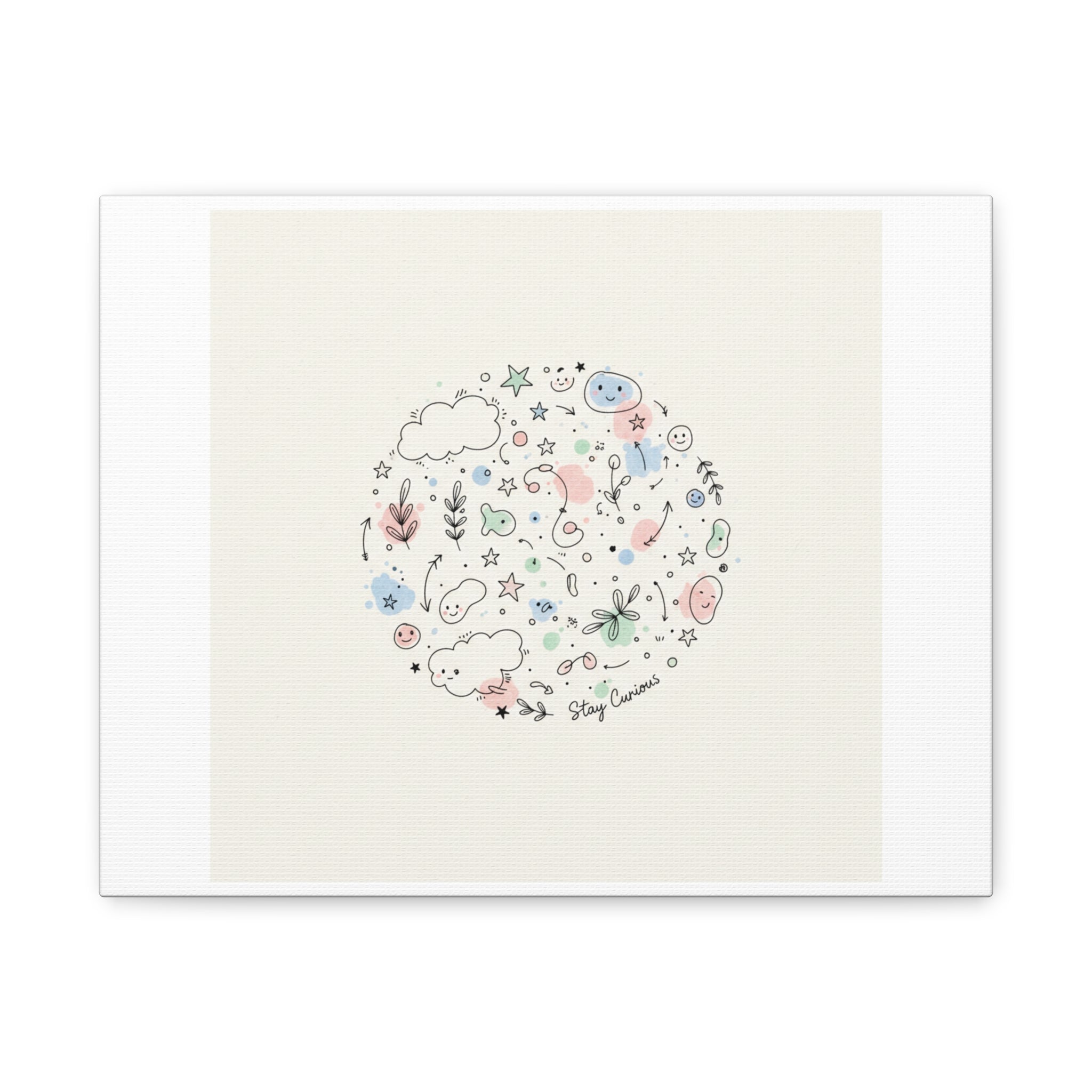 Doodle Circle Line Drawing Matte Canvas, Hand-Drawn Sketch Art