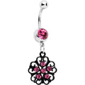 BodyCandy Pink Czech Stone Black Quinate Romance Dangle Belly Ring — main product shot