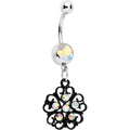 BodyCandy Aurora Czech Stone Black Quinate Romance Dangle Belly Ring — main product shot
