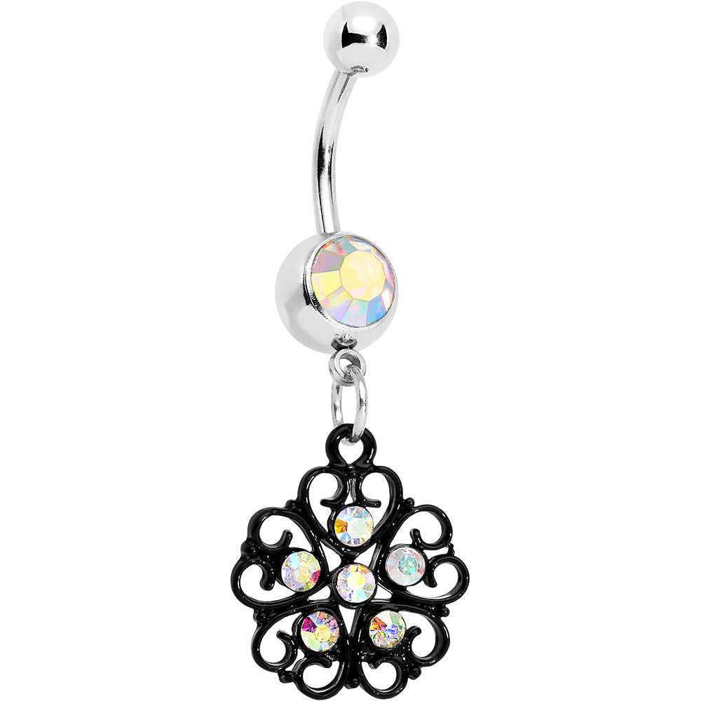 BodyCandy Aurora Czech Stone Black Quinate Romance Dangle Belly Ring — main product shot