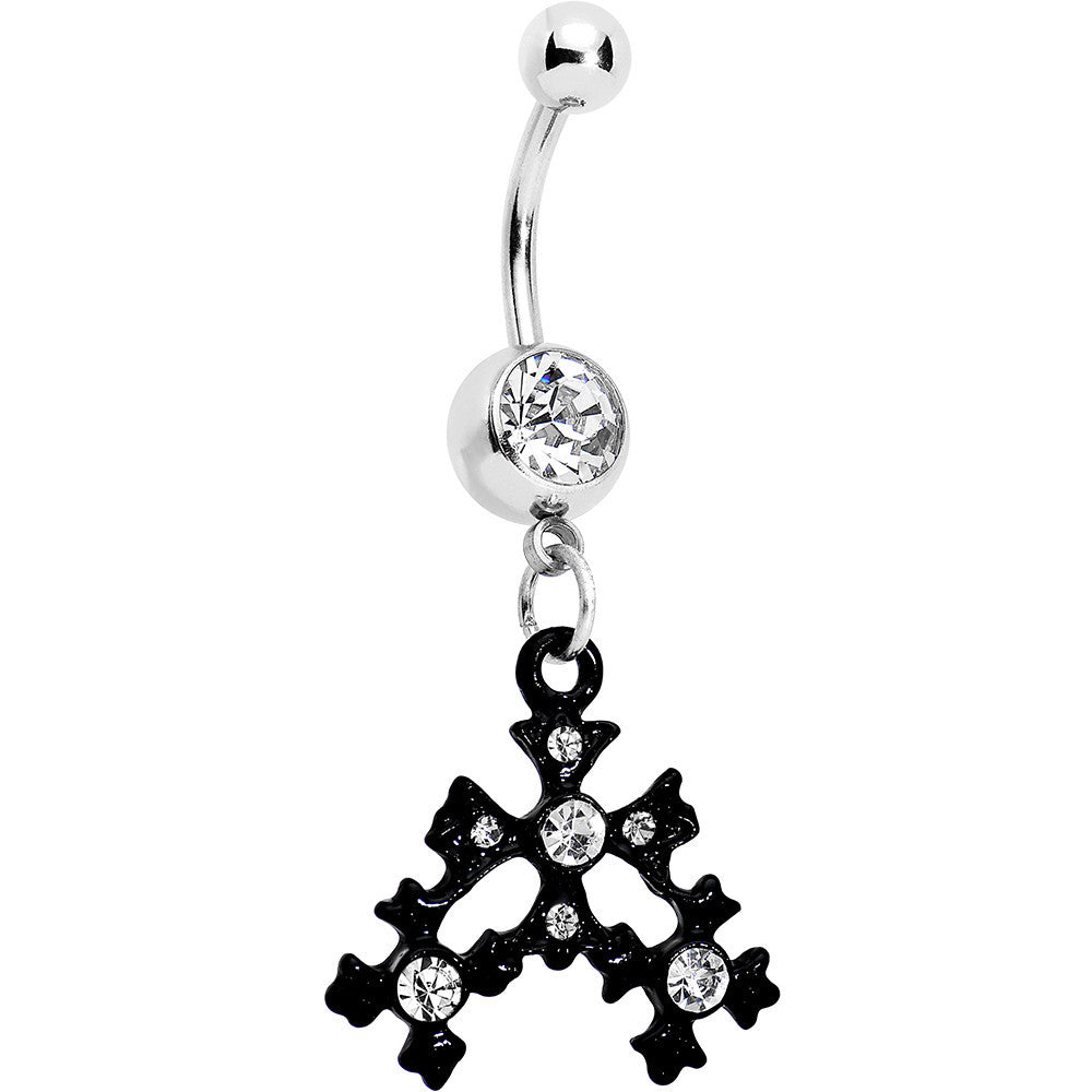 BodyCandy Clear Czech Stone Black Snow Flurry Dangle Belly Ring — main product shot