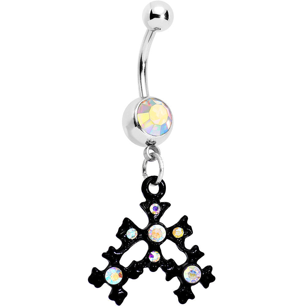 BodyCandy Aurora Czech Stone Black Snow Flurry Dangle Belly Ring — main product shot