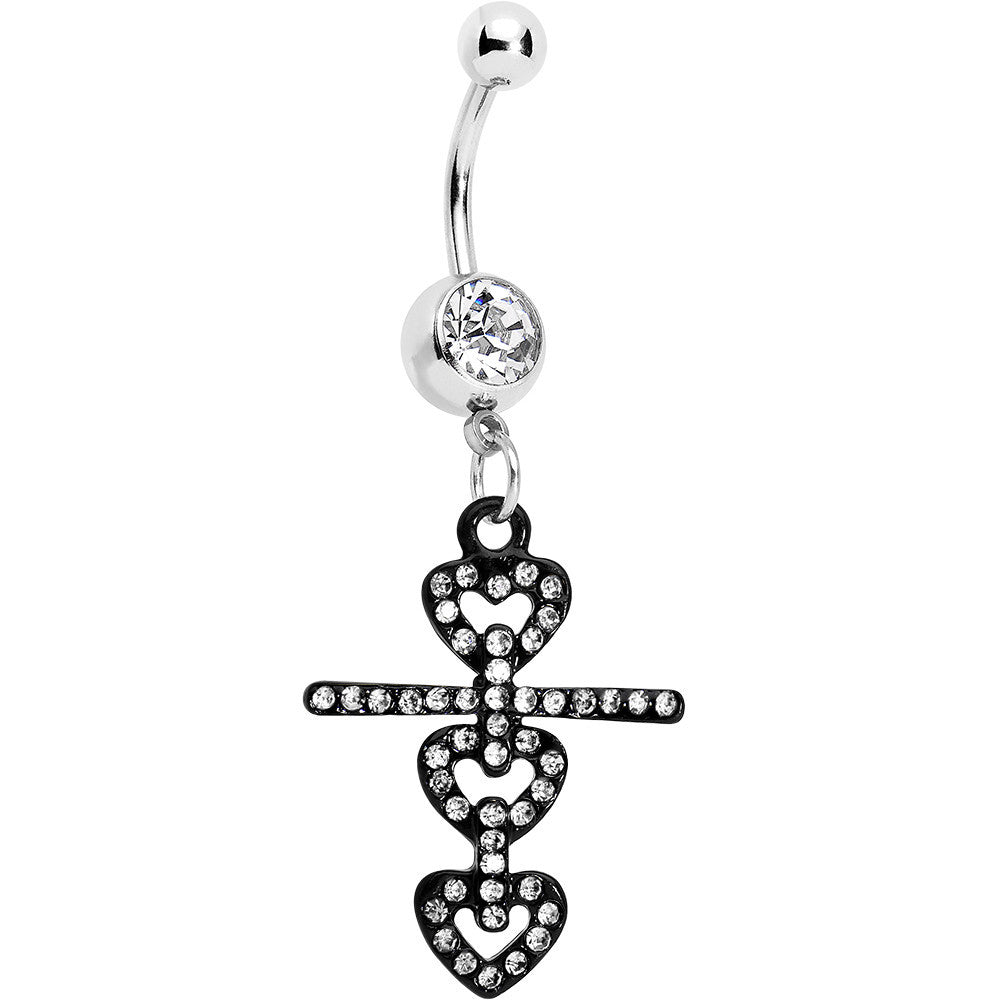 BodyCandy Clear Czech Stone Black Snowman of Love Dangle Belly Ring — main product shot
