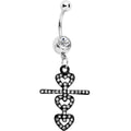 BodyCandy Clear Czech Stone Black Snowman of Love Dangle Belly Ring — main product shot