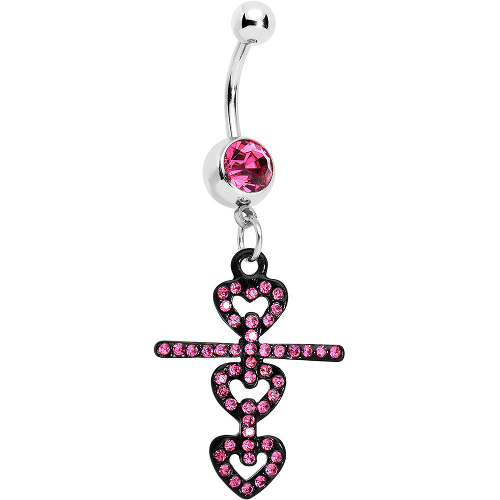 BodyCandy Pink Czech Stone Black Snowman of Love Dangle Belly Ring — main product shot