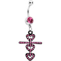 BodyCandy Pink Czech Stone Black Snowman of Love Dangle Belly Ring — main product shot