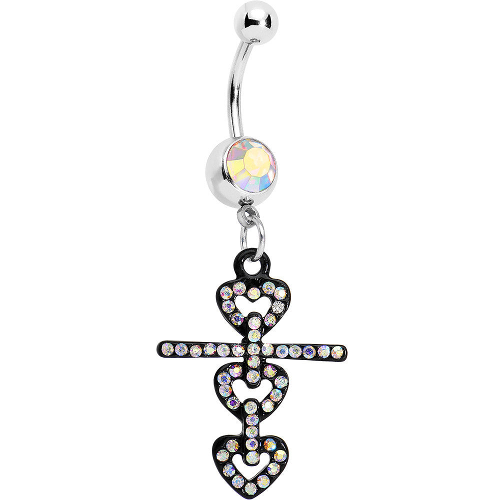 BodyCandy Aurora Czech Stone Black Snowman of Love Dangle Belly Ring — main product shot