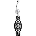 BodyCandy Clear Czech Stone Black Victorian Design Dangle Belly Ring — main product shot
