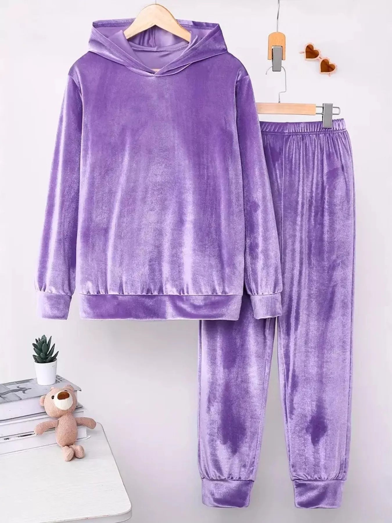 Full Size Velvet Hoodie and Pants Set Plus Size