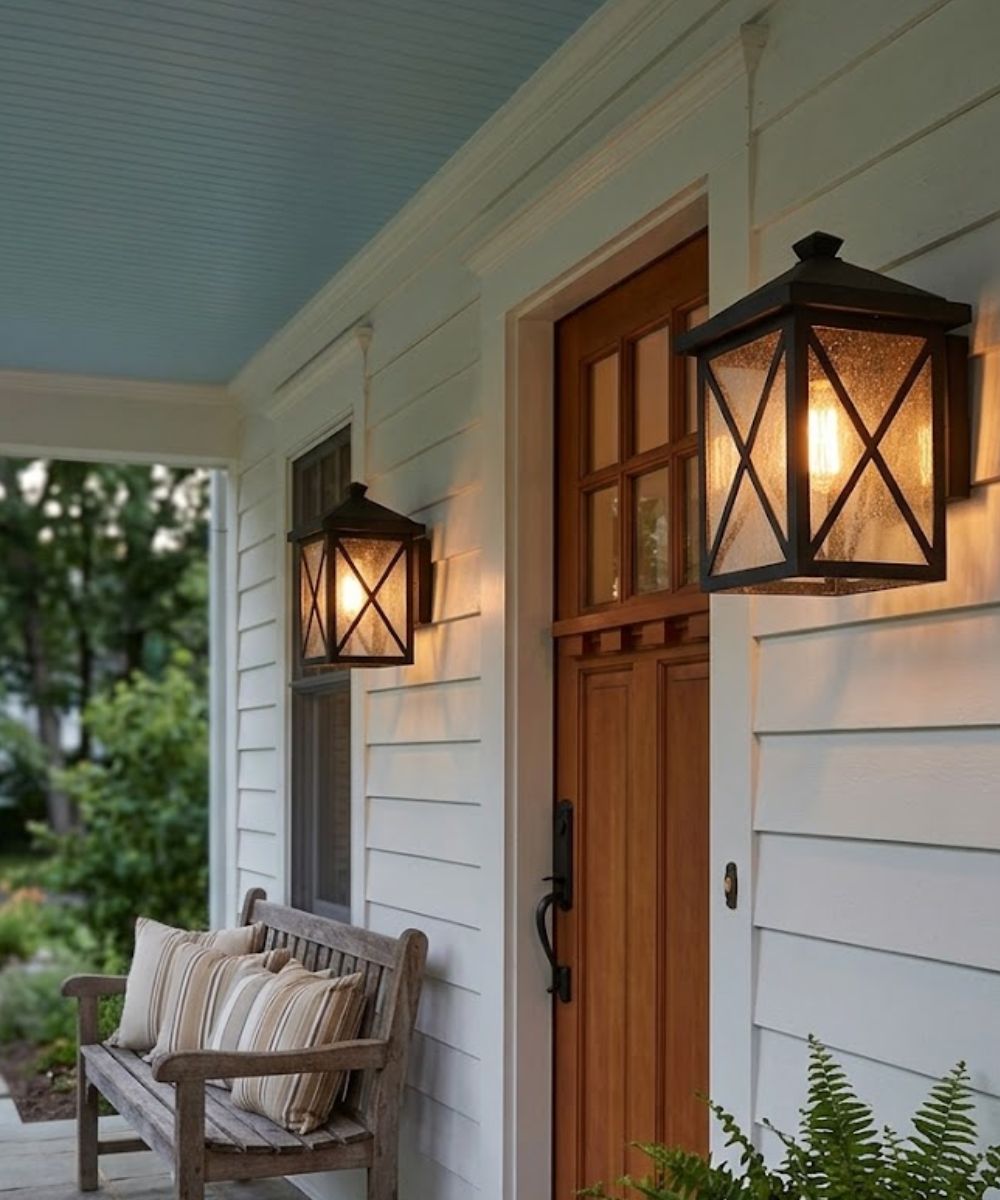 Leonis 10"High 1-Light Black Finish with Seeded Glass Shade Outdoor Wall Lantern – LampsUSA, view 5