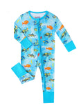 Charlies Project Kids Posh TOT Sea Turtle Bamboo Baby Convertible Zippy Romper — color detail