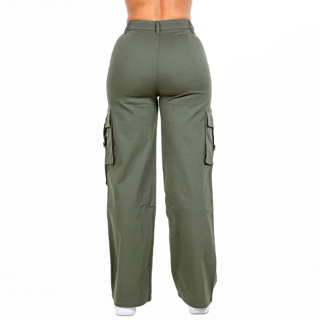 MWBW Apparel and More WIDE LEG CARGO POCKET PANTS-RJH20697 — back view