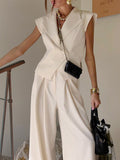 One Button Blazer & Wide Leg Pants Set