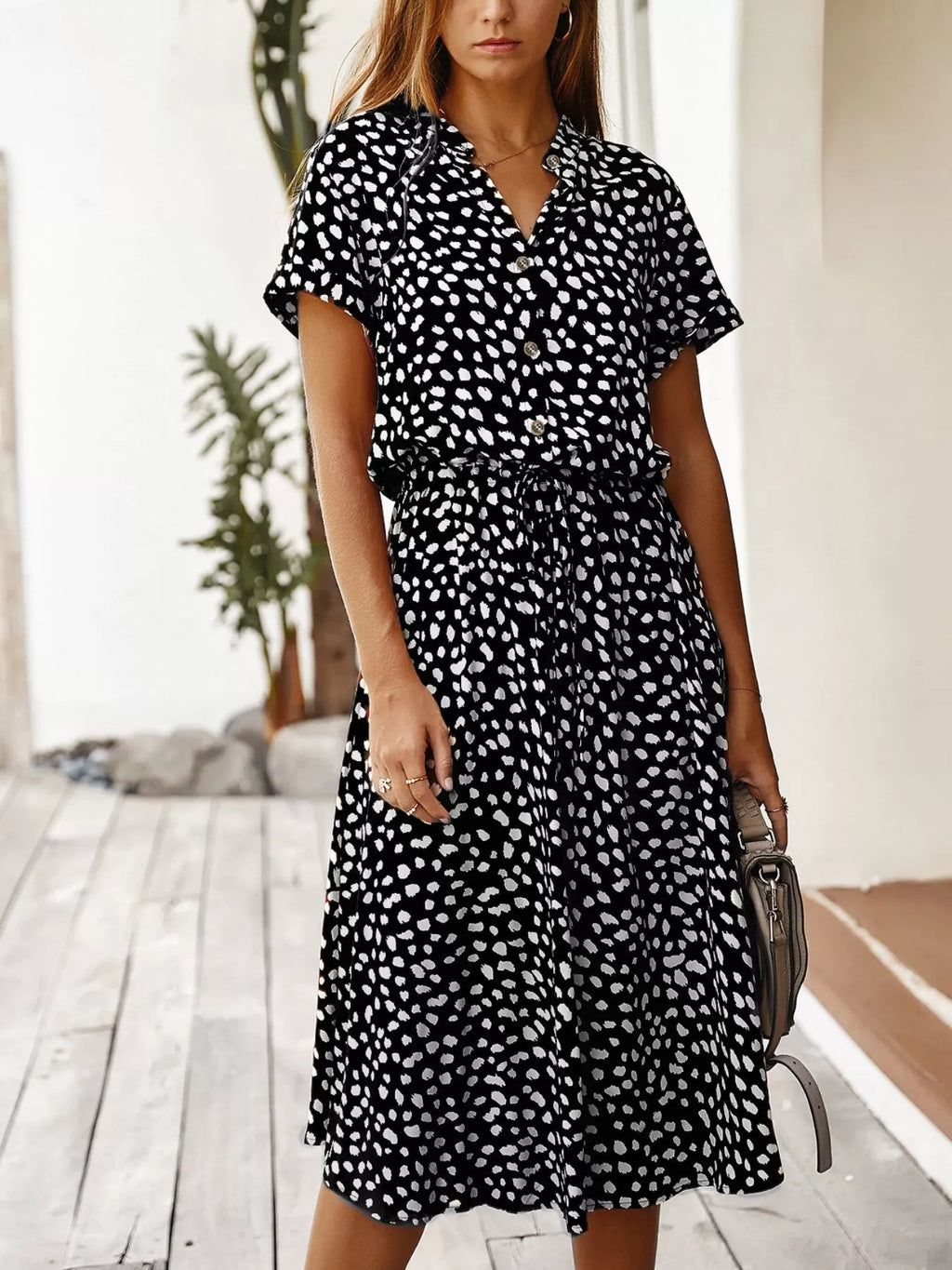 Animal Print Short Sleeve Dress