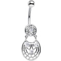 BodyCandy Clear CZ Gem Circular Woven Pattern Dangle Belly Ring — main product shot