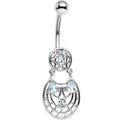 BodyCandy Blue CZ Gem Circular Woven Pattern Dangle Belly Ring — main product shot