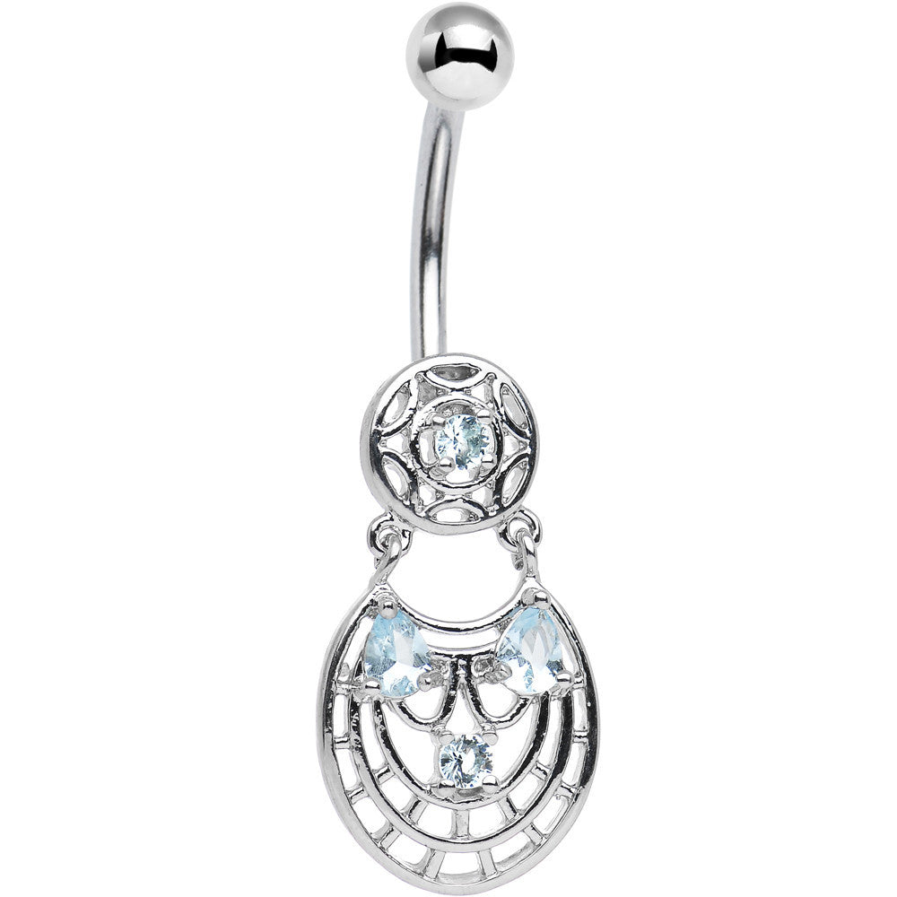 BodyCandy Blue CZ Gem Circular Woven Pattern Dangle Belly Ring — main product shot