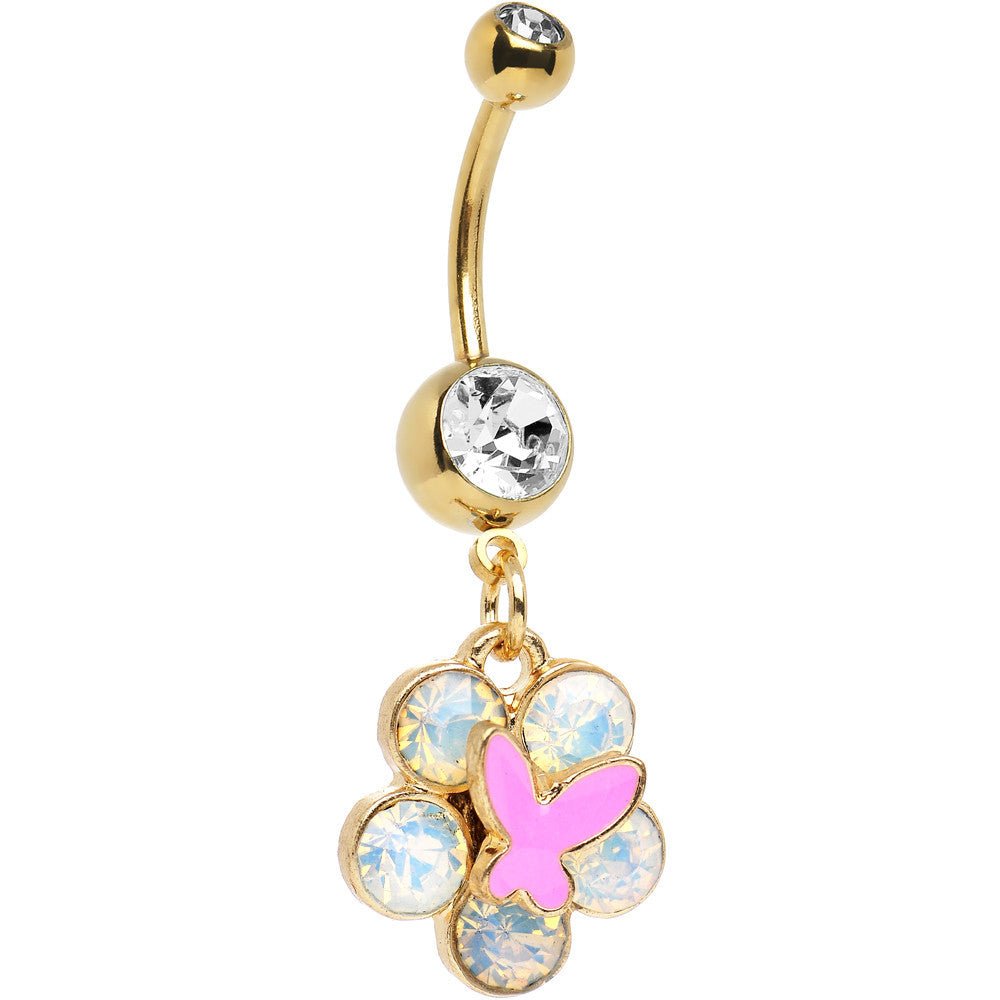 BodyCandy Gold Anodized Iridescent Gem Nature's Wonder Dangle Belly Ring — main product shot