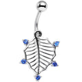 BodyCandy Blue CZ Gem Lattice Style Hawthorne Leaf Dangle Belly Ring — main product shot