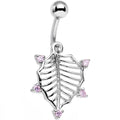 BodyCandy Pink CZ Gem Lattice Style Hawthorne Leaf Dangle Belly Ring — main product shot