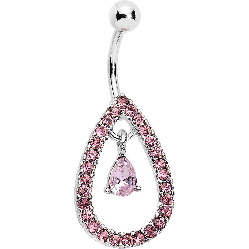 BodyCandy Pink Gem Glamour Drop Teardrop Dangle Bottom Mount Belly Ring — main product shot