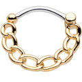 BodyCandy 16G Chained to Fashion Simple Gold Ion-Plated Septum Clicker — main product shot