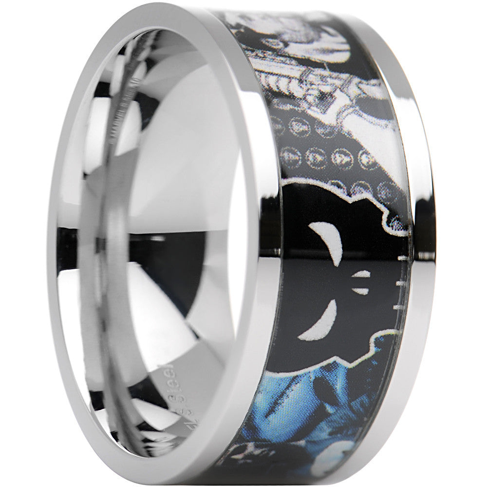 BodyCandy Officially Licensed Marvel Punisher Steel Printed Comic Ring — main product shot