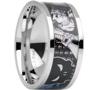BodyCandy Officially Licensed Marvel Punisher Steel Printed Comic Ring — lifestyle context