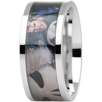 BodyCandy Officially Licensed Marvel Punisher Steel Printed Comic Ring — detail close-up