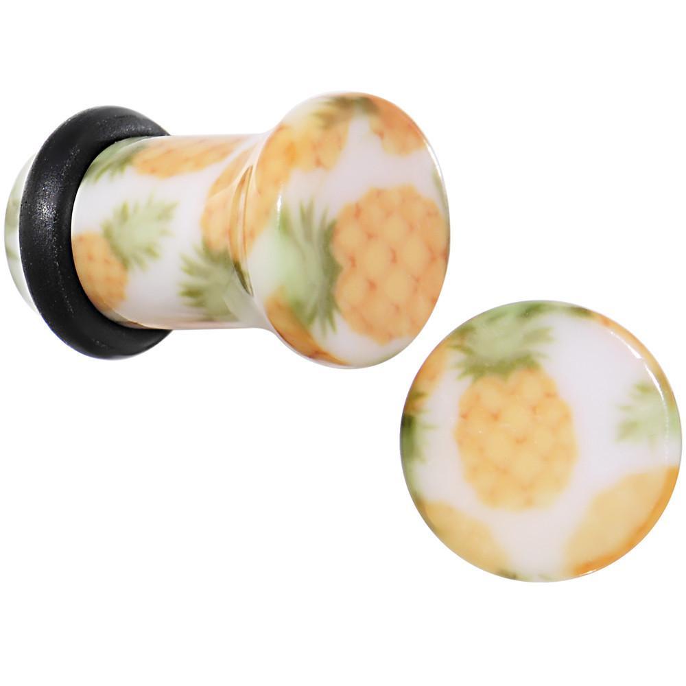 BodyCandy White Acrylic Pineapple Single Flare Plug Set Available in Sizes 3mm to 16mm — side view