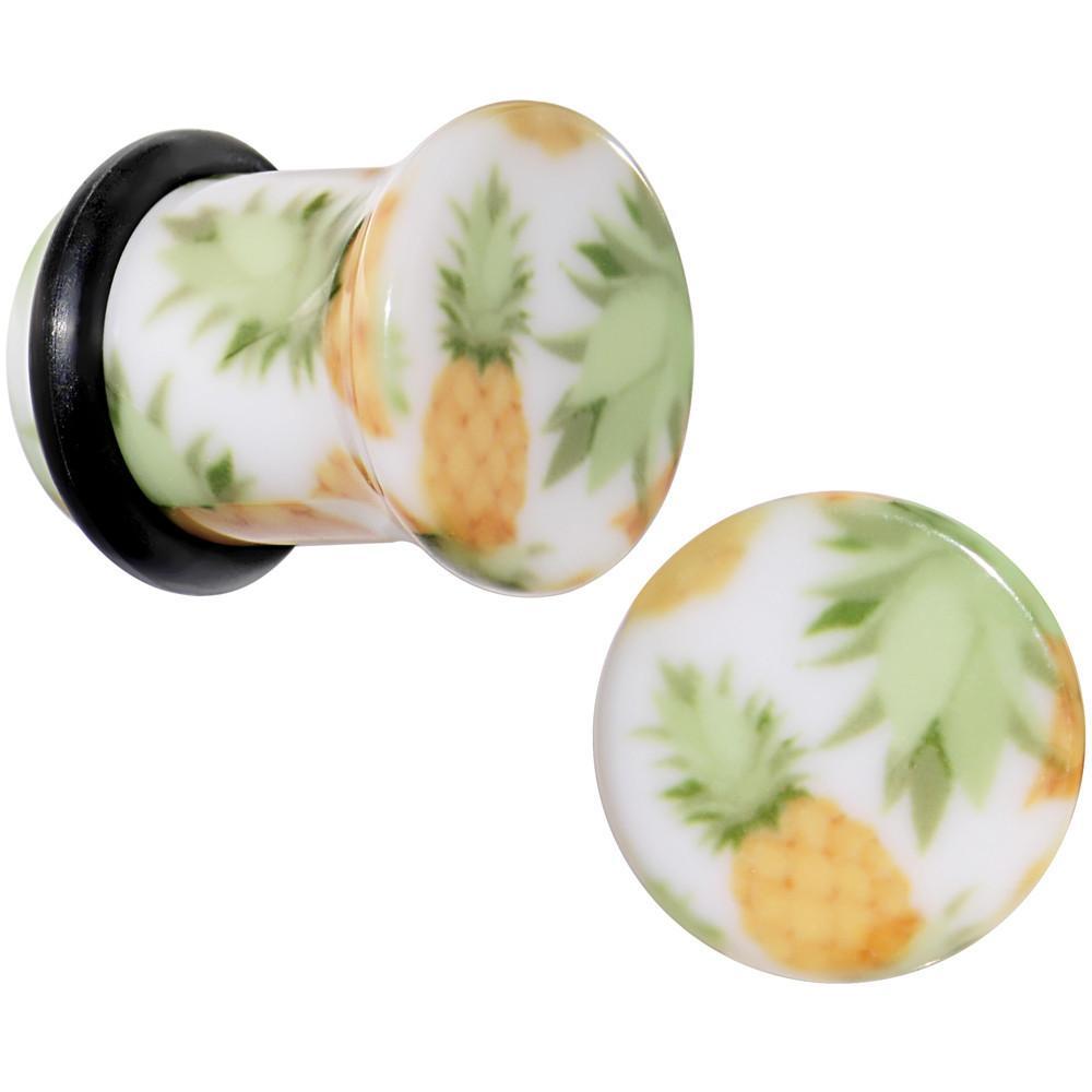 BodyCandy White Acrylic Pineapple Single Flare Plug Set Available in Sizes 3mm to 16mm — back view