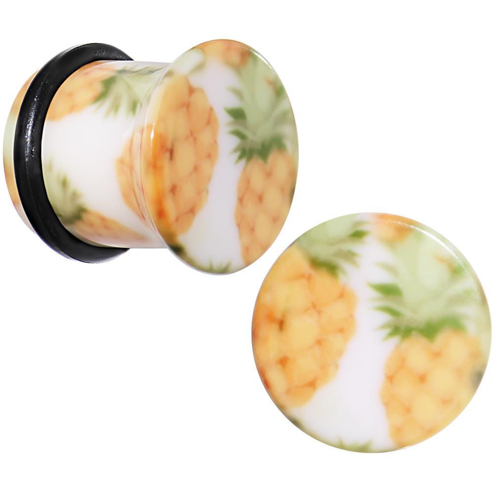 BodyCandy White Acrylic Pineapple Single Flare Plug Set Available in Sizes 3mm to 16mm — alternative angle