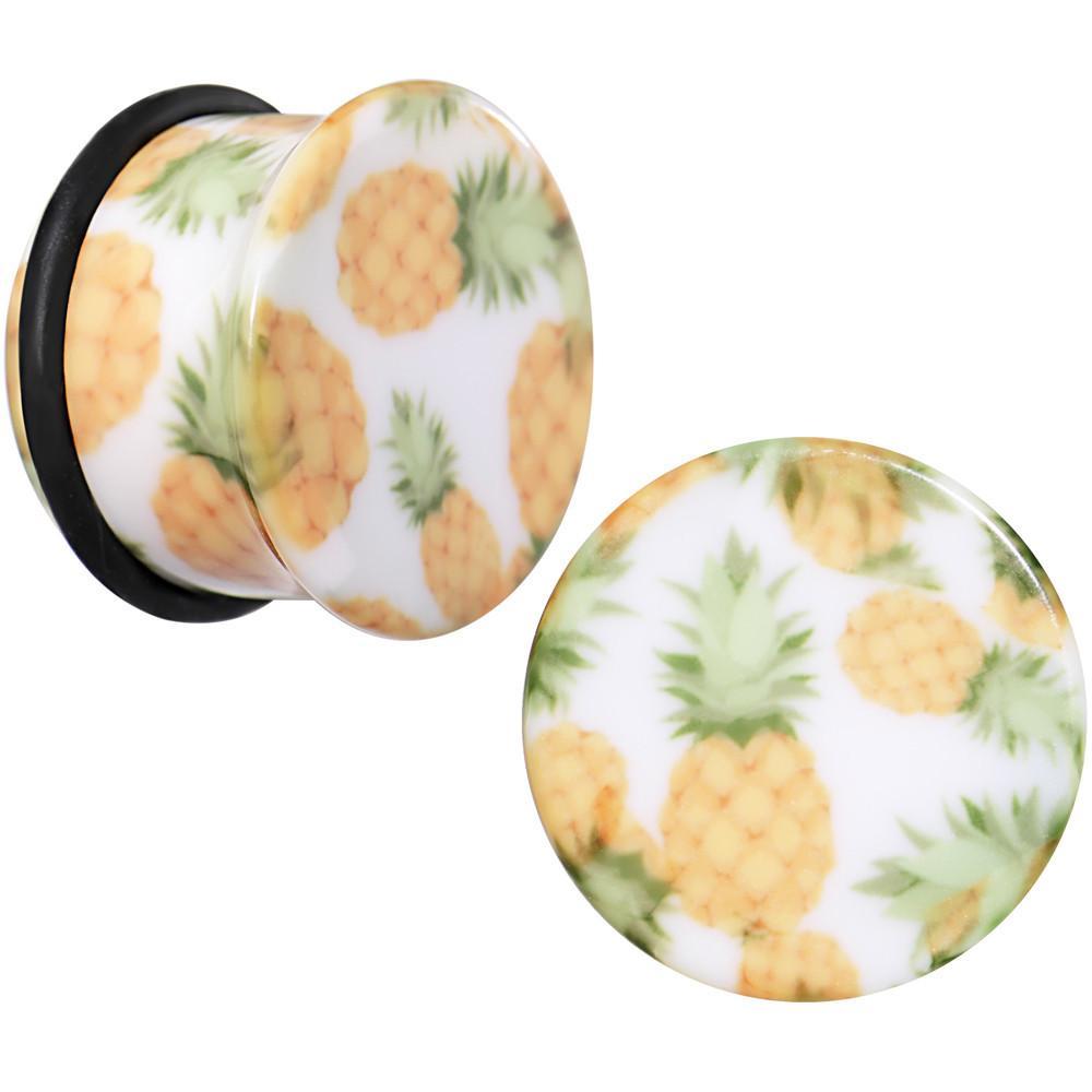 BodyCandy White Acrylic Pineapple Single Flare Plug Set Available in Sizes 3mm to 16mm — main product shot