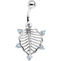 BodyCandy Aqua Cubic Zirconia Steel Skeletal Leaf Dangle Belly Ring — main product shot