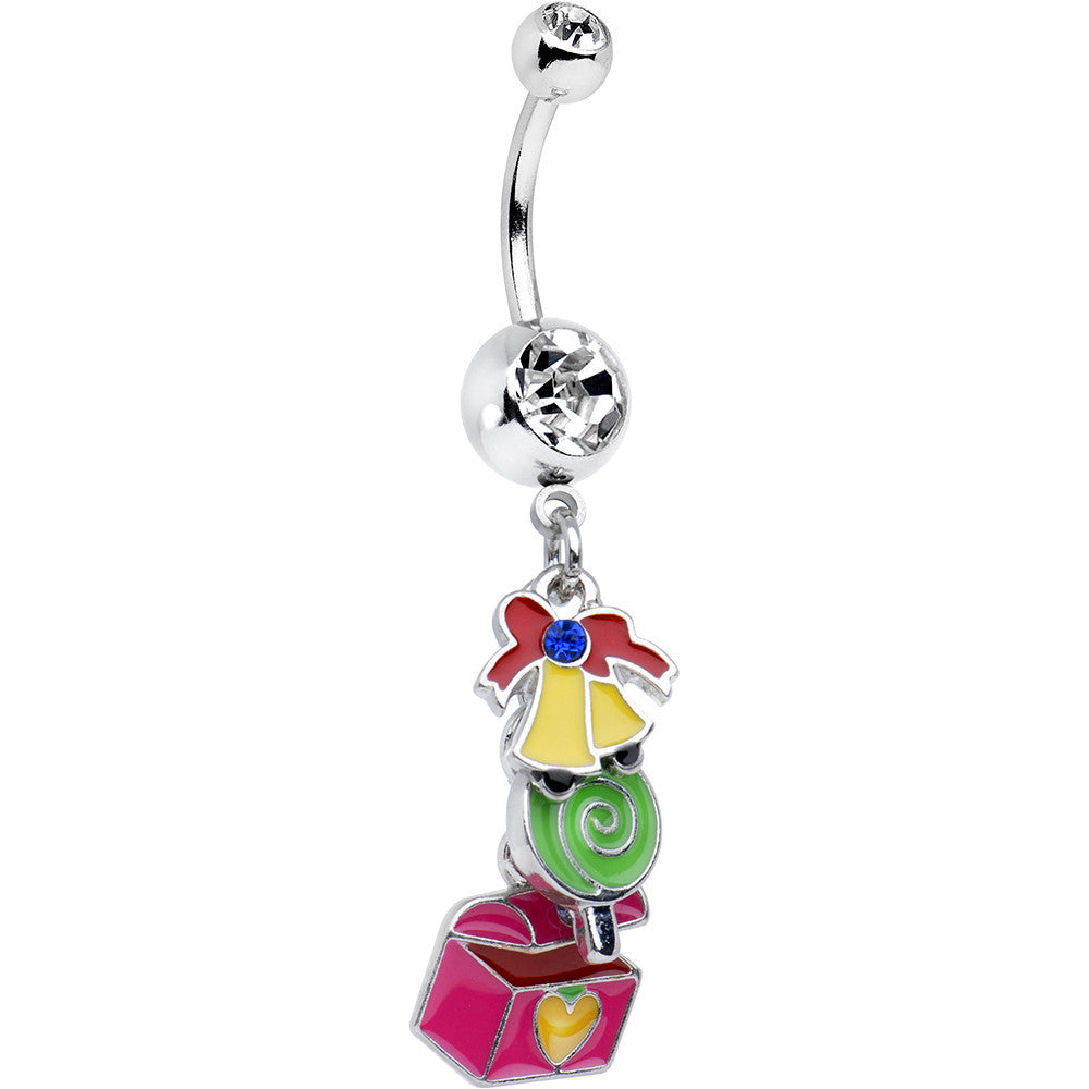 BodyCandy Clear Gem Christmas Bells Present Dangle Belly Ring — main product shot