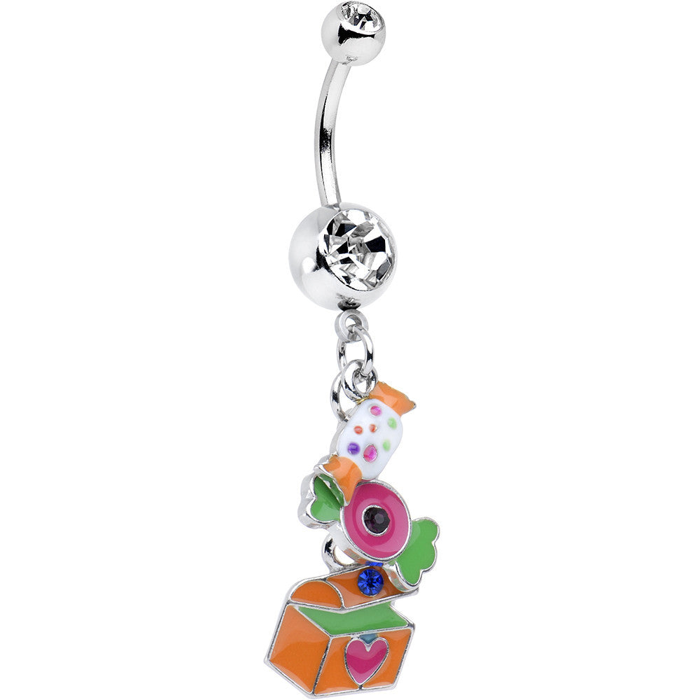 BodyCandy Clear Gem Colorful Christmas Candy Dangle Belly Ring — main product shot
