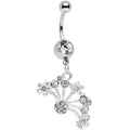 BodyCandy Clear Gem Stainless Steel Bouquet of Daisies Dangle Belly Ring — main product shot