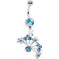 BodyCandy Aqua Gem Stainless Steel Bouquet of Daisies Dangle Belly Ring — main product shot