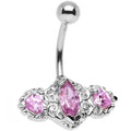 BodyCandy Pink Triple Gem Deco Frame Bottom Mount Belly Ring — main product shot