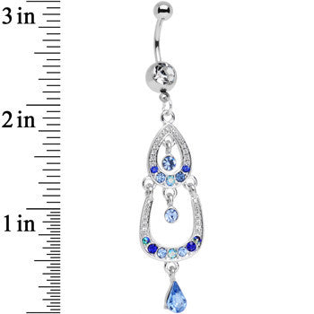 BodyCandy Light Blue Gem Czech Stone Wear Me Out Whale Dangle Belly Ring — detail close-up