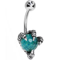 BodyCandy Clear Gem Aqua Globe Stainless Steel Take Me Talons Belly Ring — main product shot