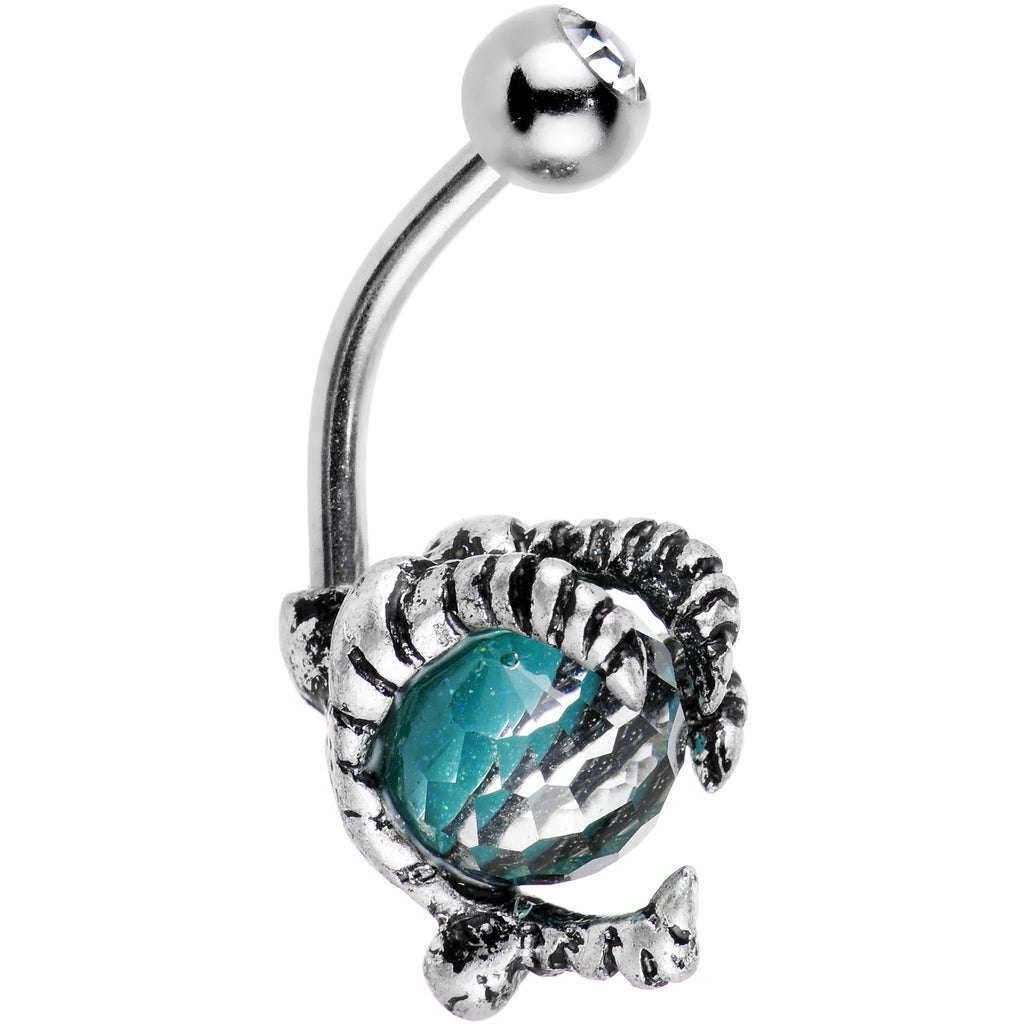 BodyCandy Clear Gem Aqua Globe Stainless Steel Take Me Talons Belly Ring — lifestyle context