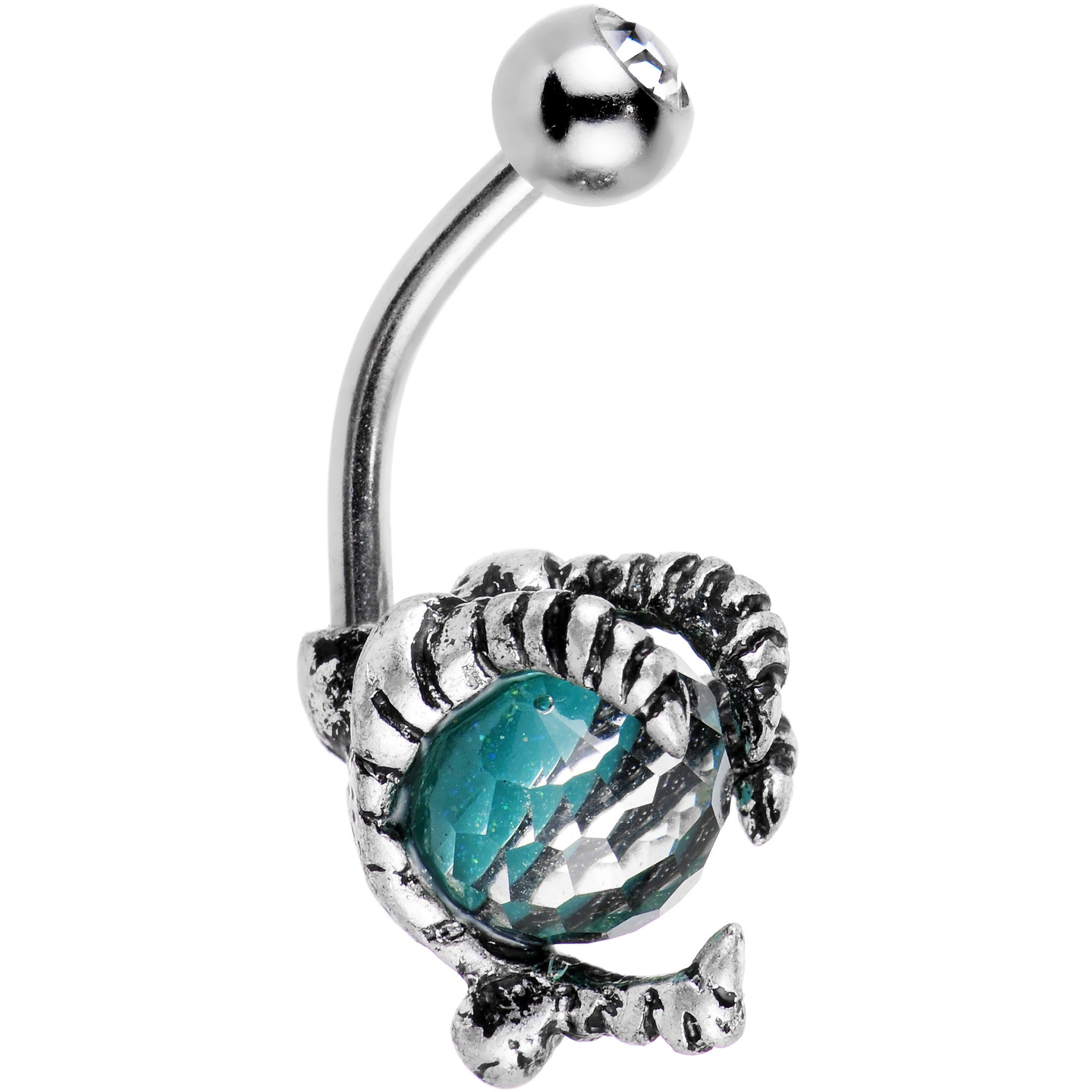 BodyCandy Clear Gem Aqua Globe Stainless Steel Take Me Talons Belly Ring — lifestyle context