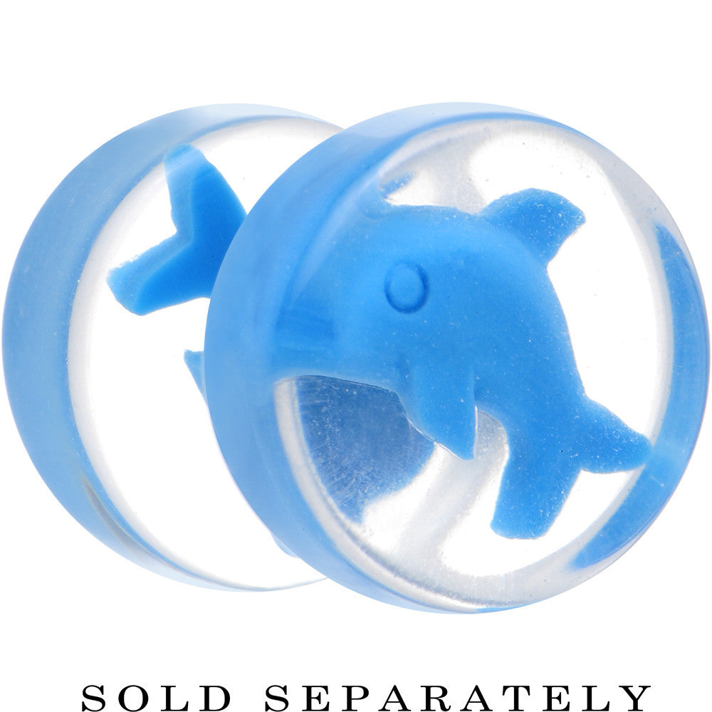 BodyCandy Acrylic Bright Blue Dolphin Inlay Cheater Plug — main product shot