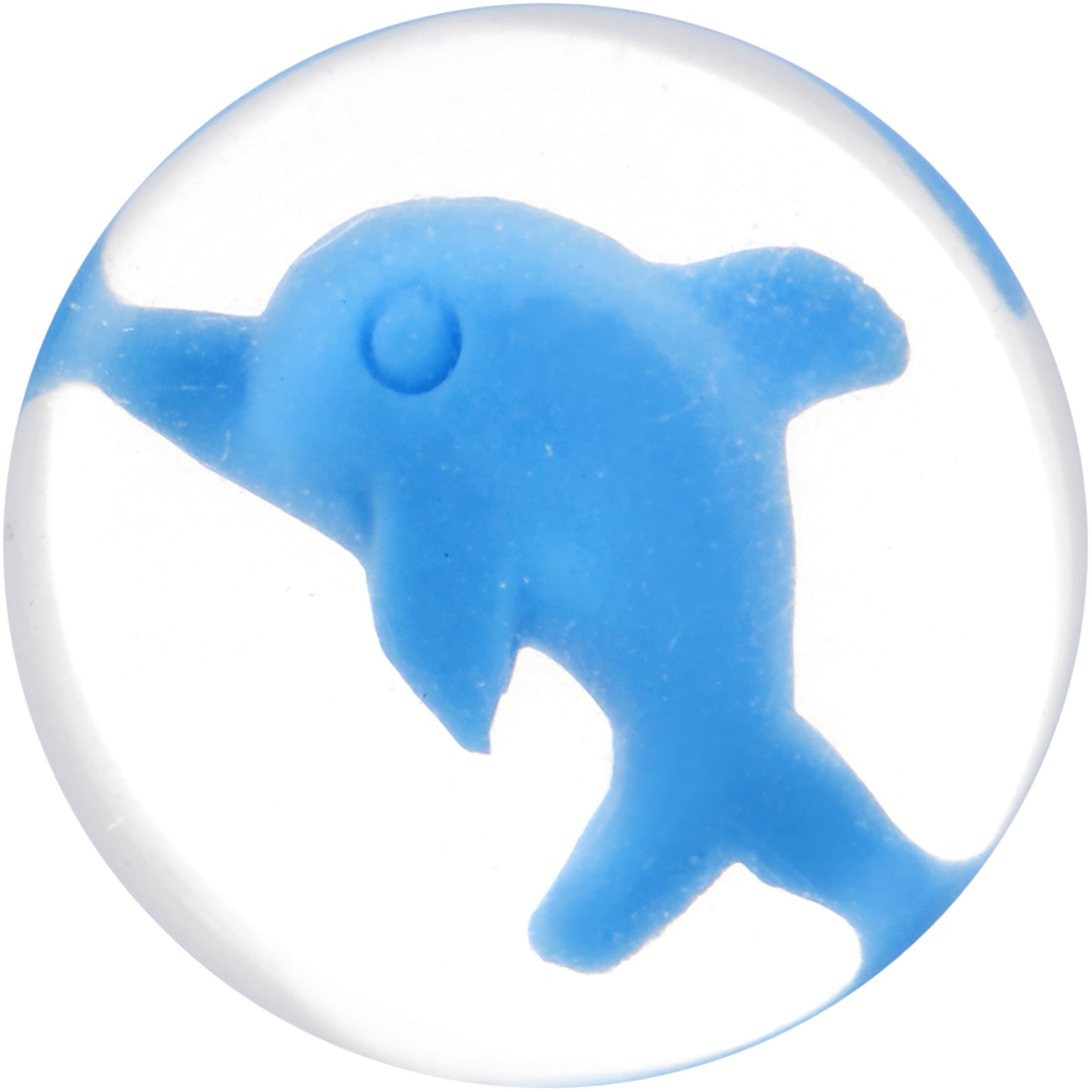 BodyCandy Acrylic Bright Blue Dolphin Inlay Cheater Plug — detail close-up