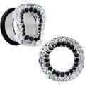BodyCandy 18mm Clear Black Gem Steel Warped Ring Single Flare Tunnel Plug Set — main product shot